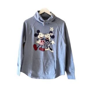 Disney Women's Blue Cowl Neck Mickey Long Sleeves Cozy Warm Sweatshirt SZ M